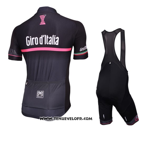 2016 Maillot Ciclismo Giro D'italie Noir et Rouge Manches Courtes et Cuissard
